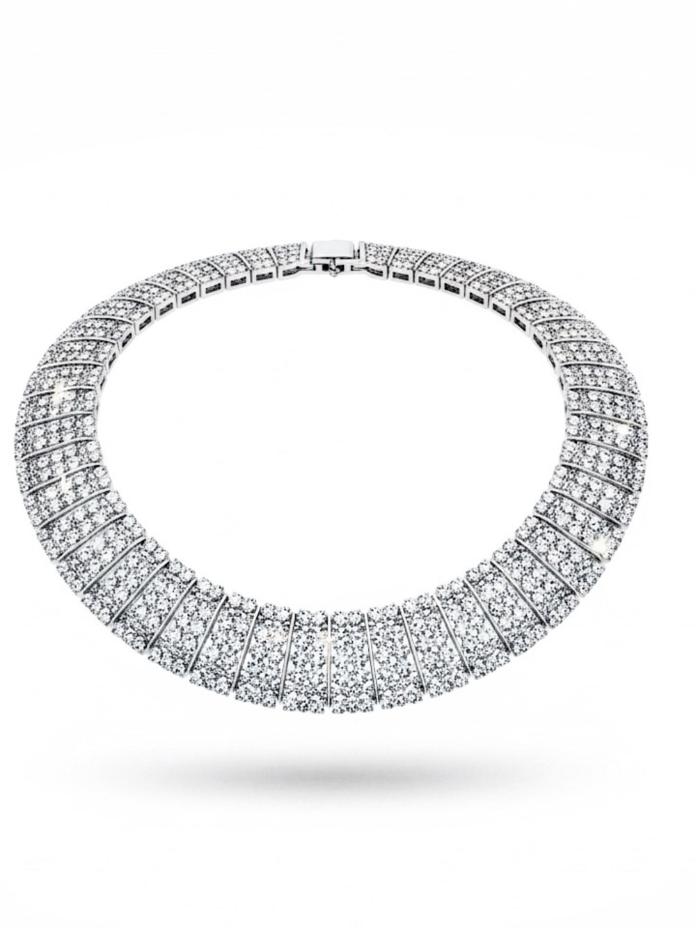 THALIA SODI Silver (Tone) & Rhinestone Collar Bib Table Tower 18” Necklace